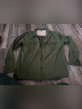 Topo Designs Olive Green Military-Style Button-Down Shirt